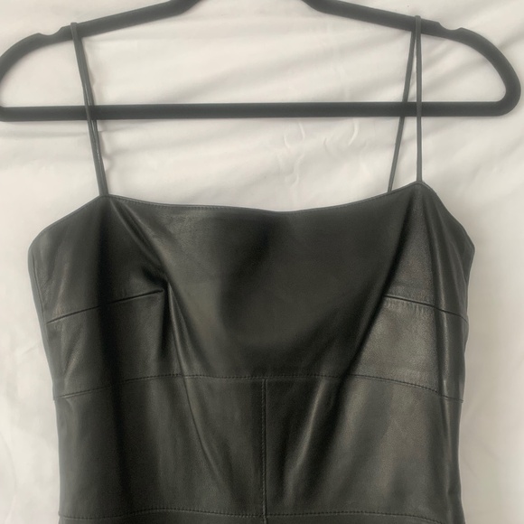 Black leather Tahari dress - Picture 2 of 6
